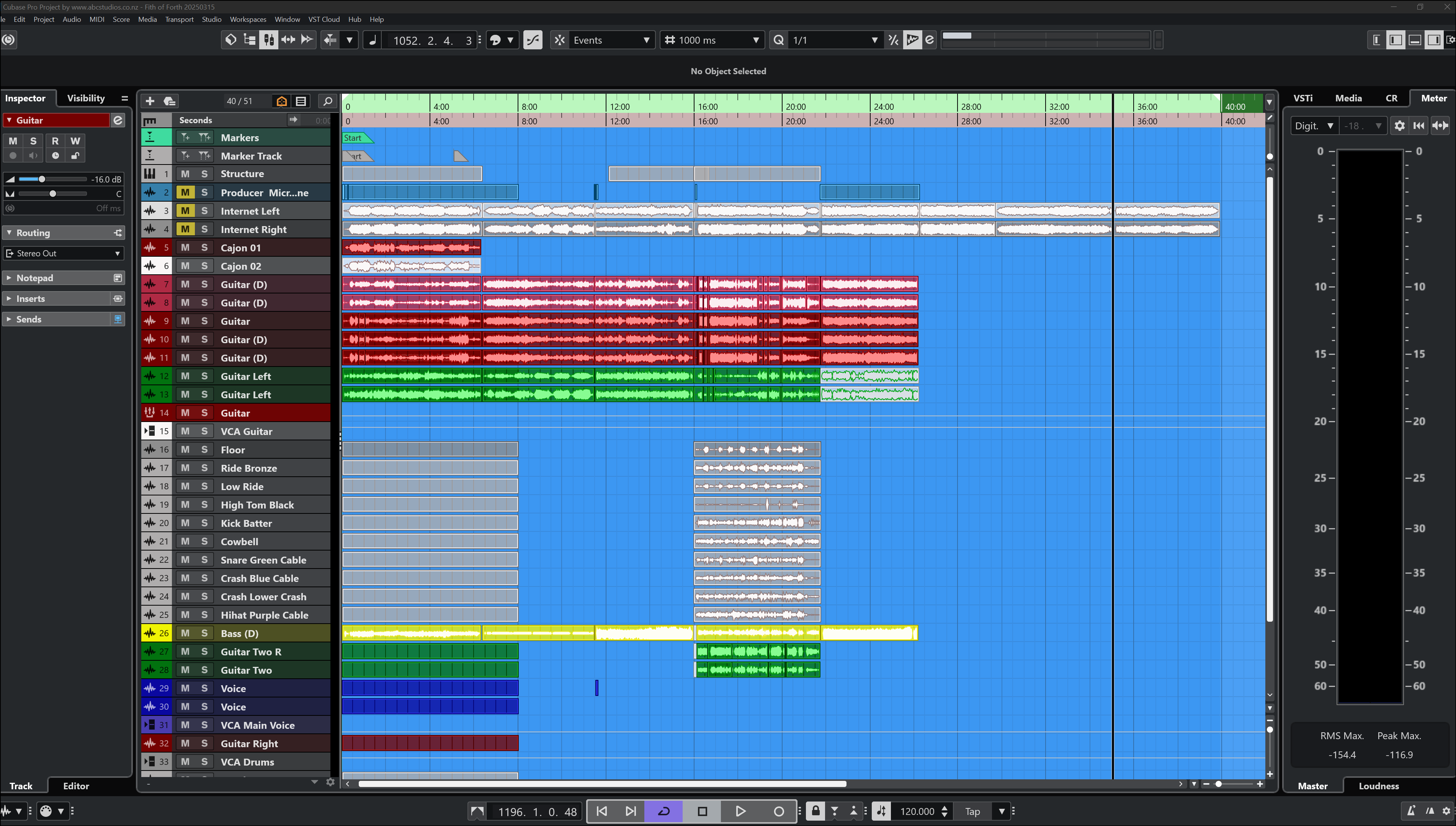 Cubase Multitrack Console with Drums, Guitars, Bass and Backing Tracks. 